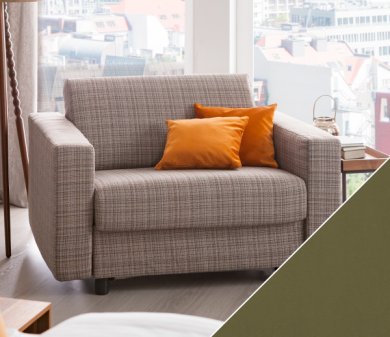 Sleeping sofa Riva with Tunis | olive 160x195 cm