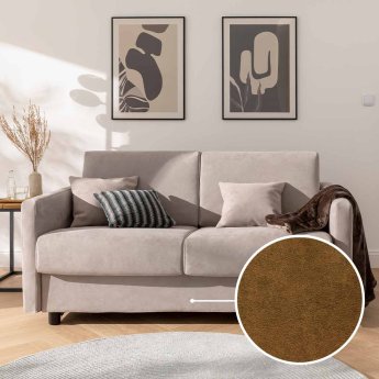 Sleeping sofa Riva with Vancouver | cognac 