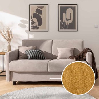 Sleeping sofa Riva with Seattle | brass 140x200 cm