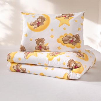 Kinderbettwäsche Teddy | gold 100x135 + 040x060 cm