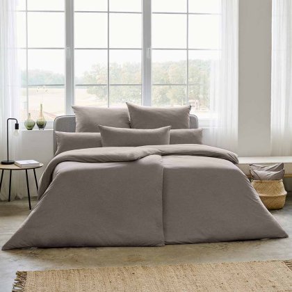Interlock jersey bed linen set TAKOMA | beige-brown 