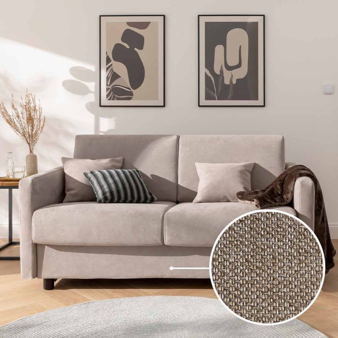 Sleeping sofa Riva with Alba | grey-brown 