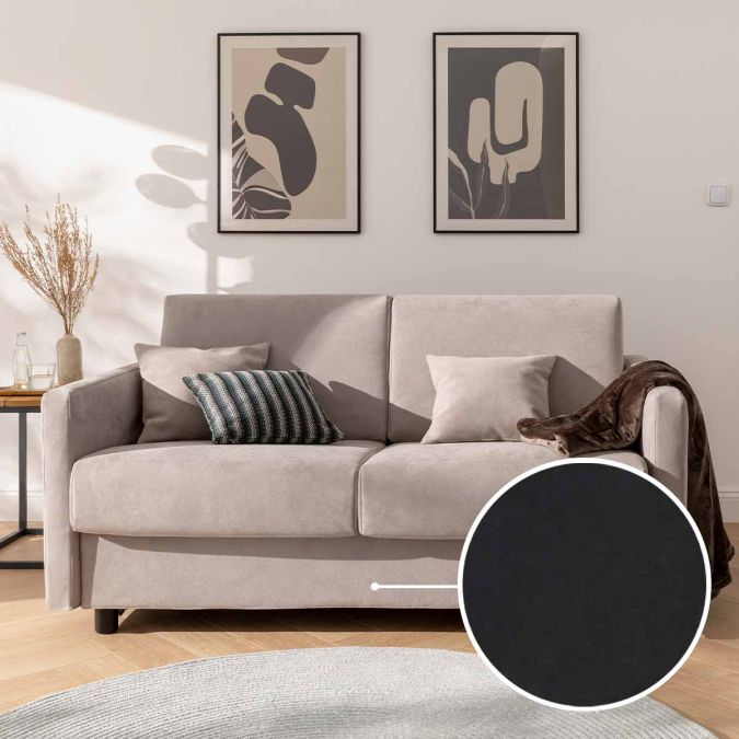 Sleeping sofa Riva with Dillon | black 
