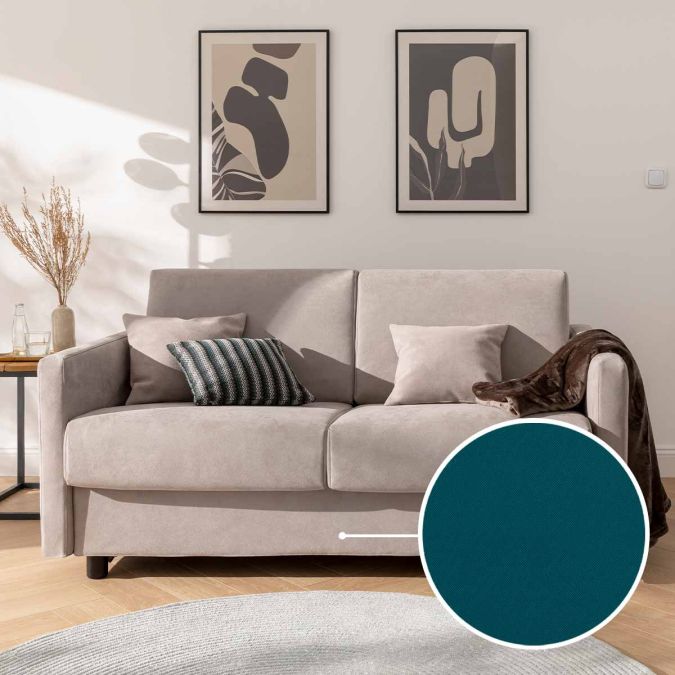 Sleeping sofa Riva with Manhattan | petrol 