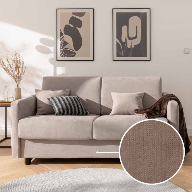 Sleeping sofa Riva with Manhattan | grey-brown 