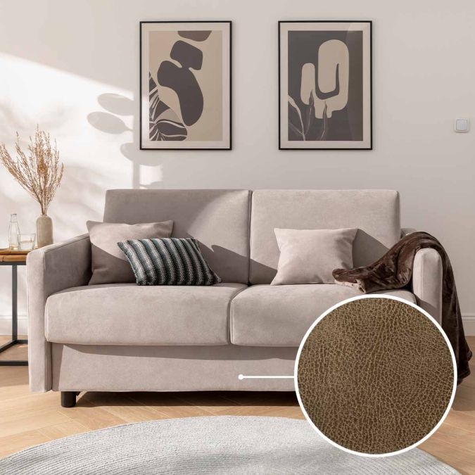 Sleeping sofa Riva with Nashville | grey-brown 