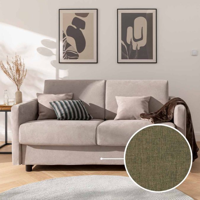 Sleeping sofa Riva with Olbia | beige-brown 