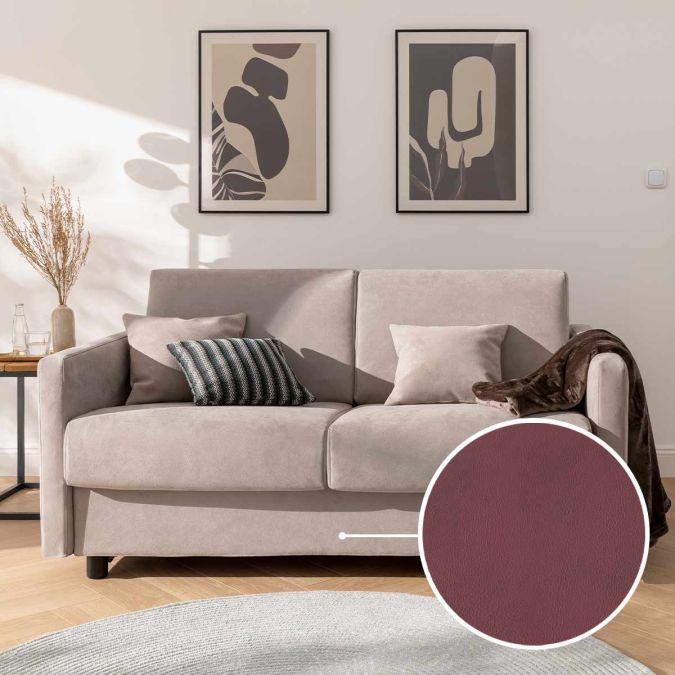 Sleeping sofa Riva with Padova Plus | burgundy 