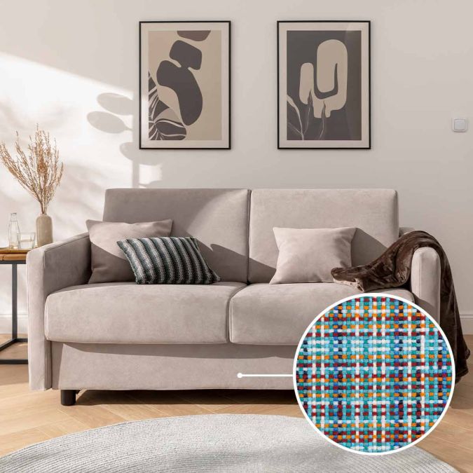 Sleeping sofa Riva with Paris | turquoise 