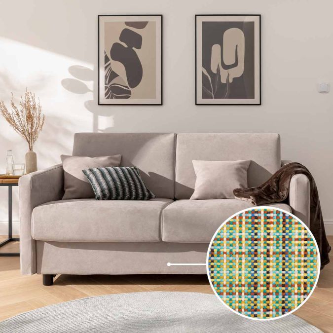 Sleeping sofa Riva with Paris | yellow-green 
