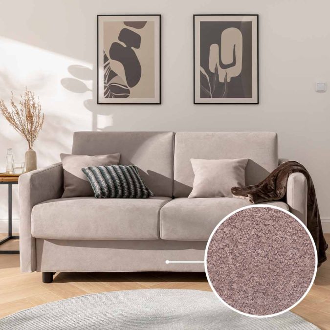 Schlafsofa Riva mit Buffalo | rosenholz 