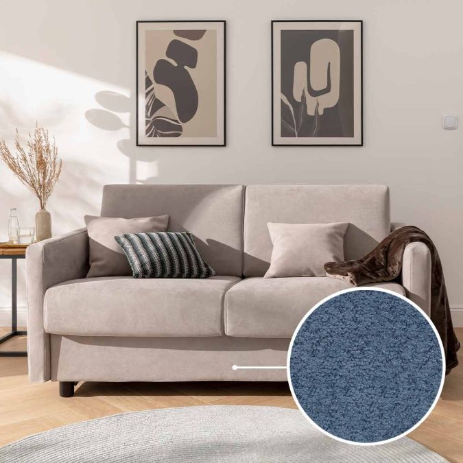 Schlafsofa Riva mit Buffalo | blau 