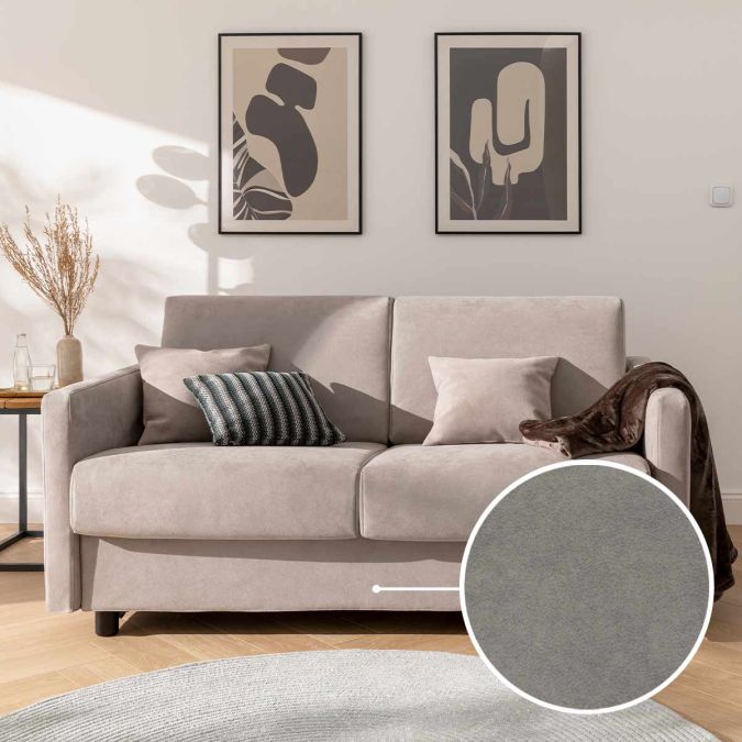 Sleeping sofa Riva with Paris | silver grey 