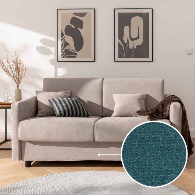 Sleeping sofa Riva with Seattle | aquamarine 