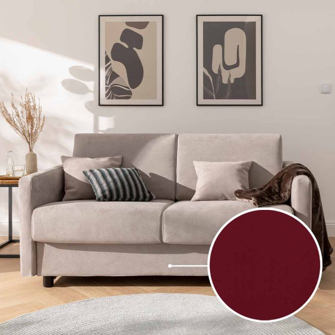 Sleeping sofa Riva with Tunis | burgundy 