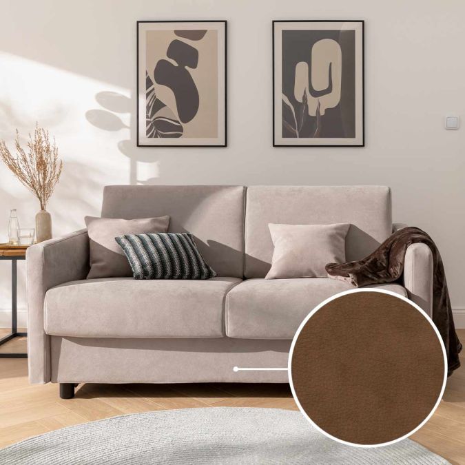 Sleeping sofa Riva with Wallace | nougat 