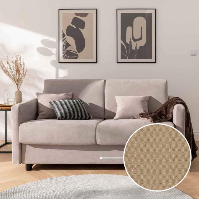 Sleeping sofa Riva with Los Angeles | ivory-ecru 