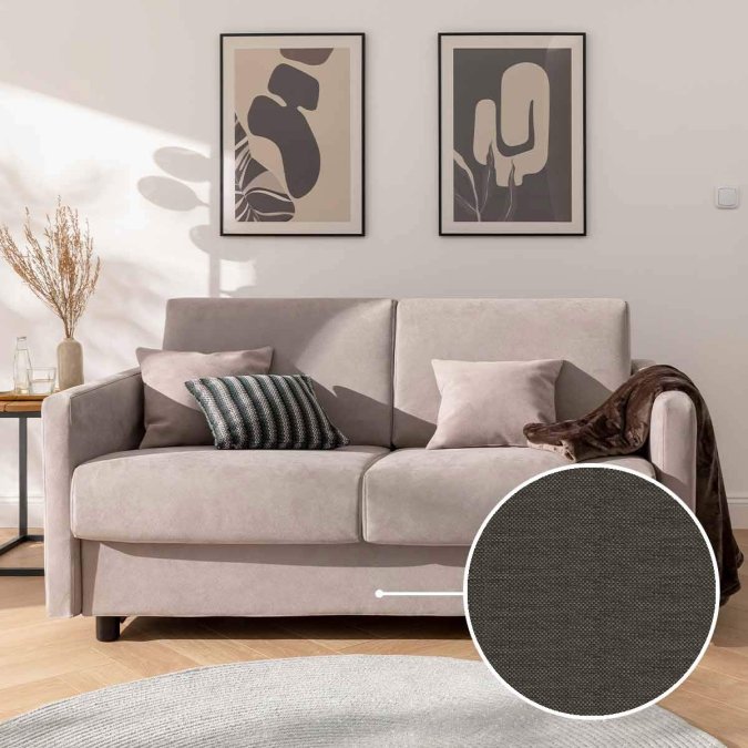 Sleeping sofa Riva with Los Angeles | anthracite-brown 