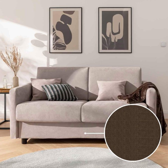Sleeping sofa Riva with Los Angeles | black-brown 