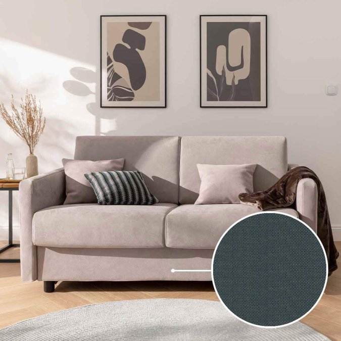 Sleeping sofa Riva with Los Angeles | blue-grey 