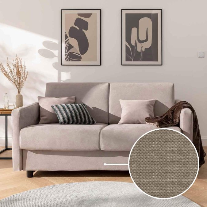Sleeping sofa Riva with Los Angeles | grey aluminium 