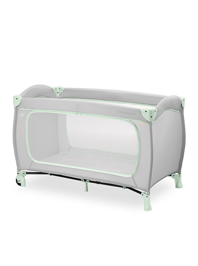 Child's travel bed Sleepy (with casters) | light grey-mint 