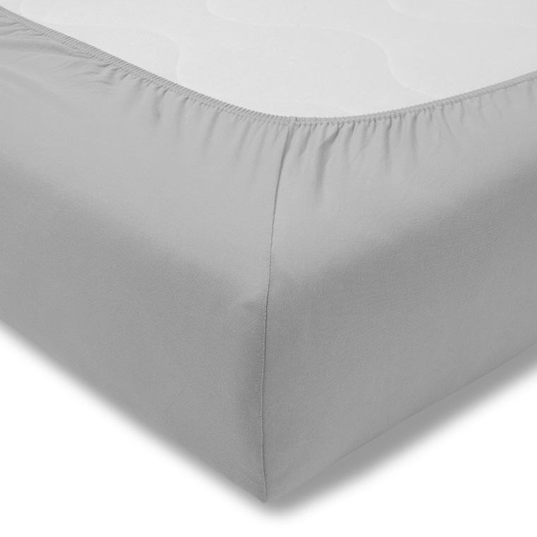 FBF bed&more Fitted sheet twisted jersey 35 cm platinum grey